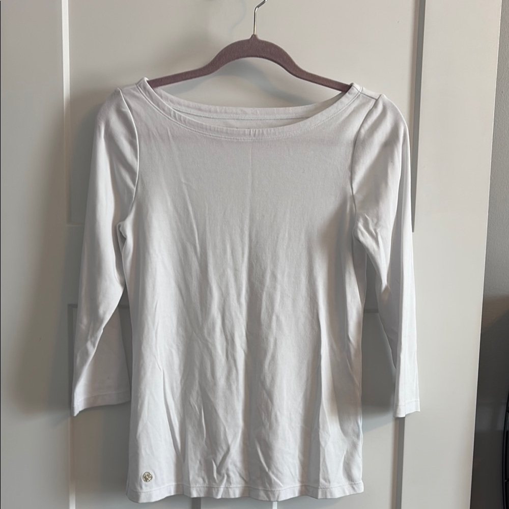 Lilly Pulitzer White Halee 3/4 Sleeve Top EUC Size Medium